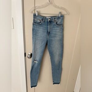 Zara Blue Skinny Jeans with Distressed Knee